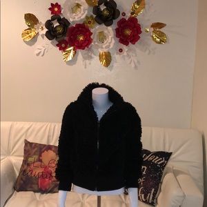 Zara Teddy Jacket Coat Black
